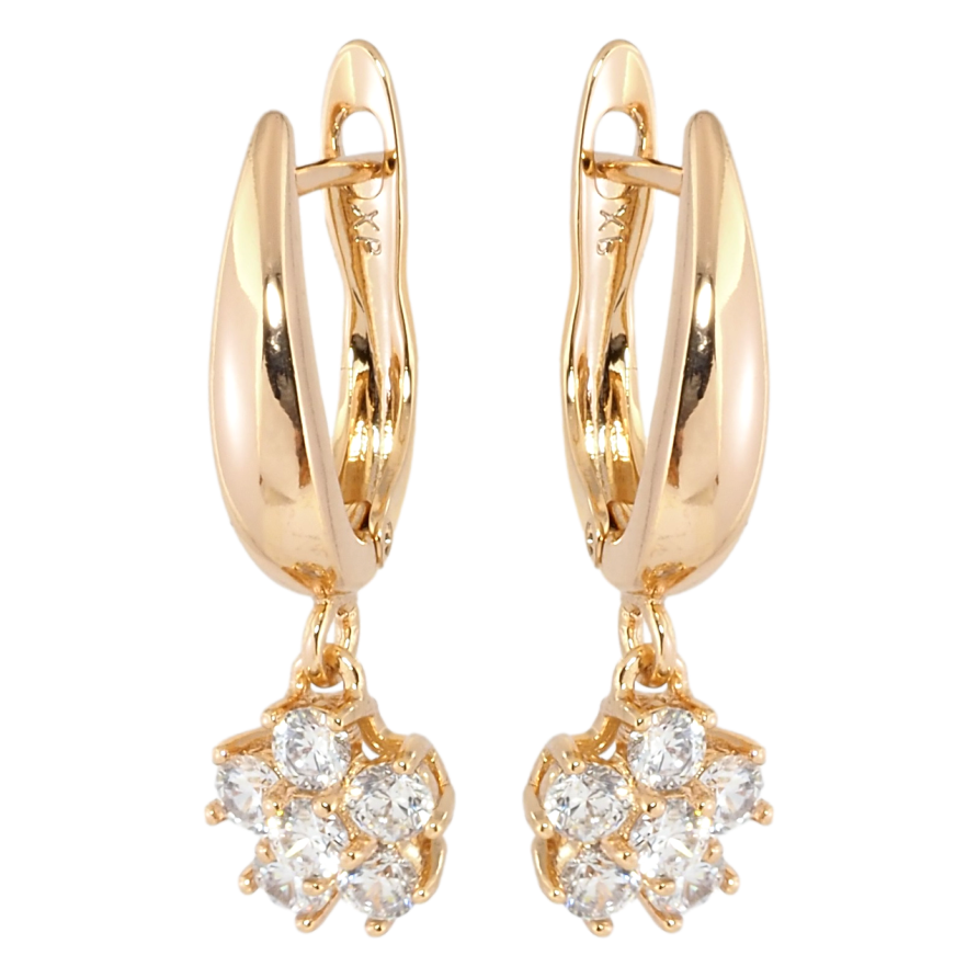 Сережки Xuping Позолота 18K англійський замок Кришталеві квіточки фото №1 Сережки Xuping Позолота 18K англійський замок Кришталеві квіточки фото №1