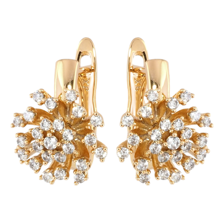 Серьги Xuping Позолота 18K английский замок Цветочный узор с цирконием фото №1