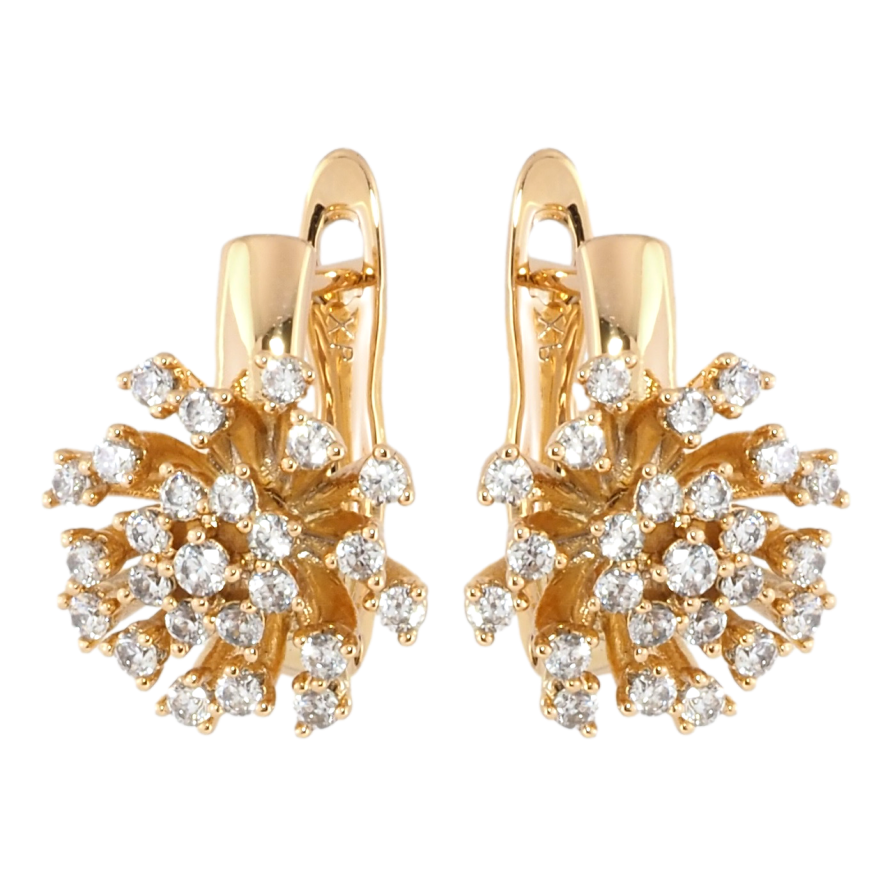Серьги Xuping Позолота 18K английский замок Цветочный узор с цирконием фото №1