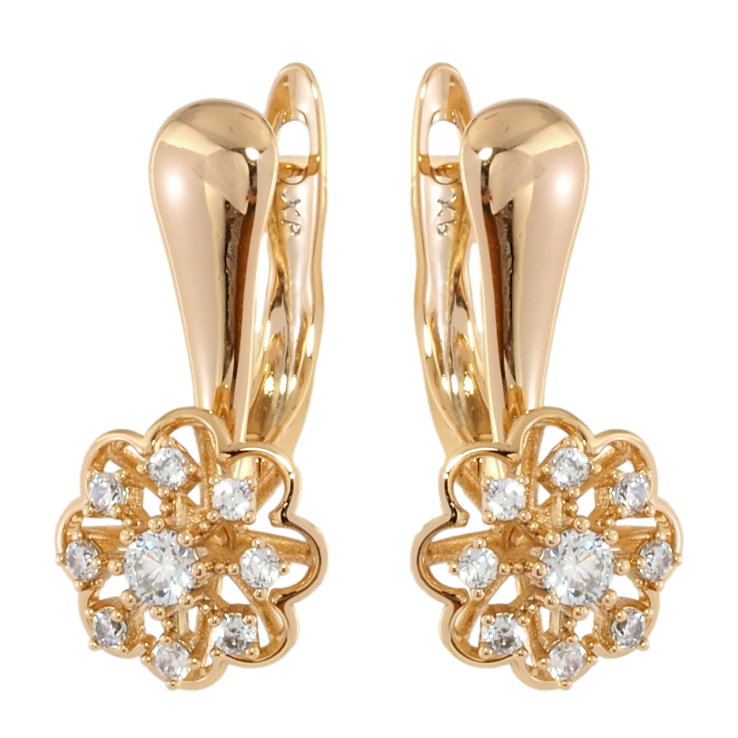 Серьги Xuping Позолота 18K английский замок Цветочки с цирконием фото №15