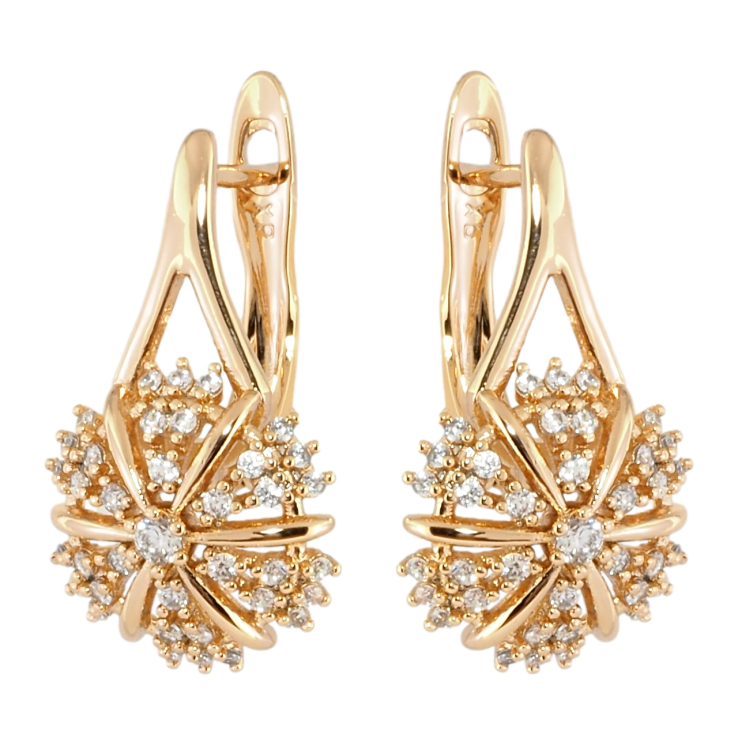 Серьги Xuping Позолота 18K английский замок Цветочки с цирконием фото №18
