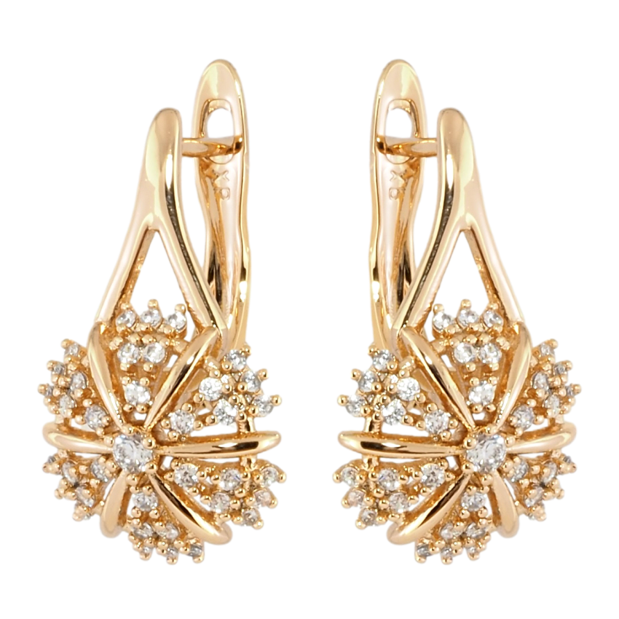 Сережки Xuping Позолота 18K англійський замок Квіточки з цирконієм фото №1
