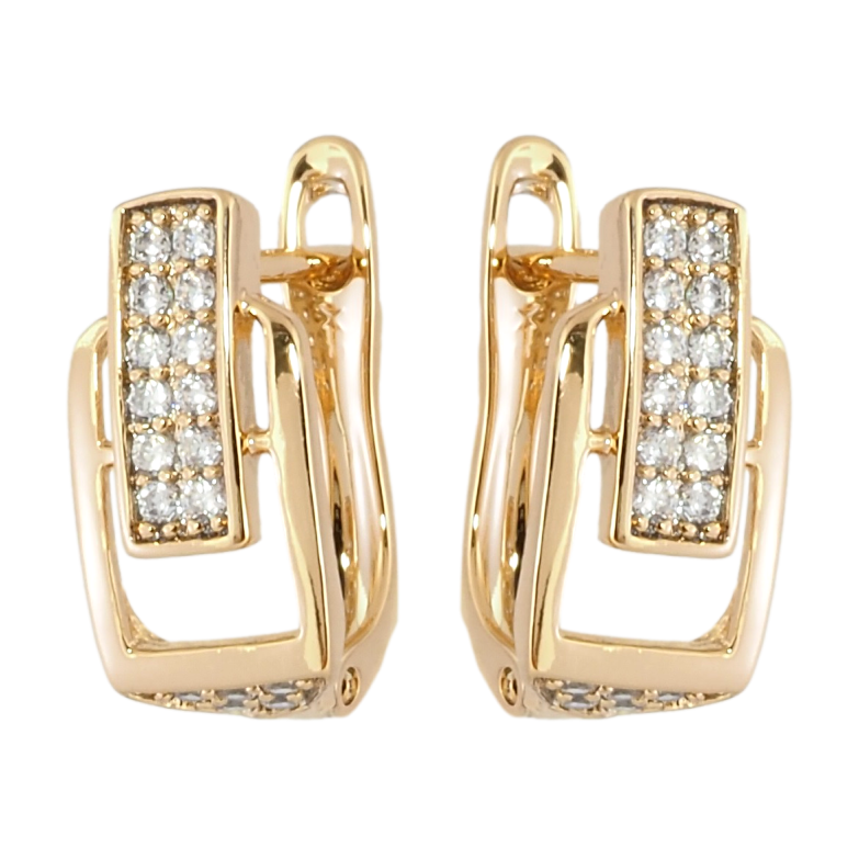 Серьги Xuping Позолота 18K английский замок Декоративные с цирконием фото №1 Серьги Xuping Позолота 18K английский замок Декоративные с цирконием фото №1