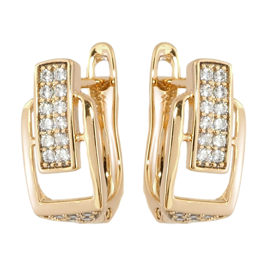 Серьги Xuping Позолота 18K английский замок Декоративные с цирконием фото №1 Серьги Xuping Позолота 18K английский замок Декоративные с цирконием фото №1