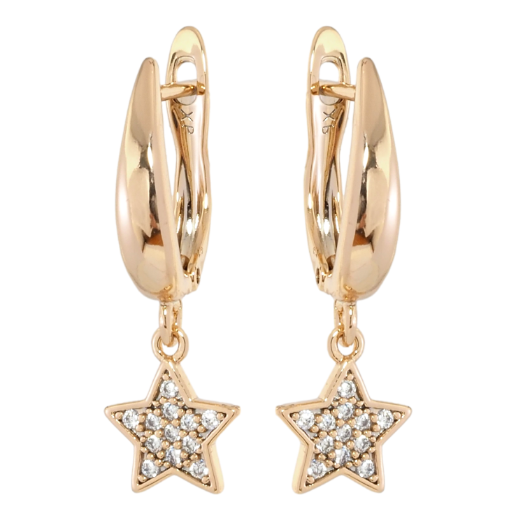 Серьги Xuping Позолота 18K английский замок Звезды с цирконием фото №22