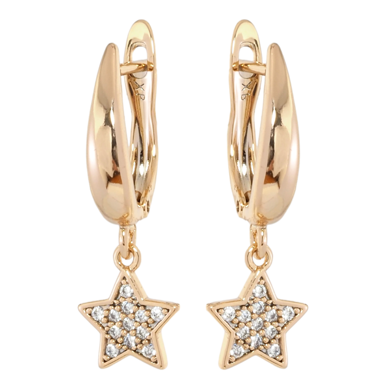 Сережки Xuping Позолота 18K англійський замок Зірки з цирконієм фото №1 Сережки Xuping Позолота 18K англійський замок Зірки з цирконієм фото №1