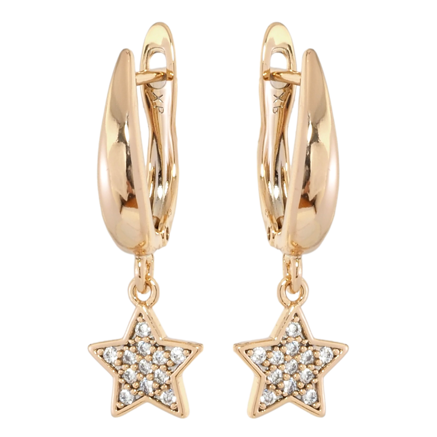 Серьги Xuping Позолота 18K английский замок Звезды с цирконием фото №1