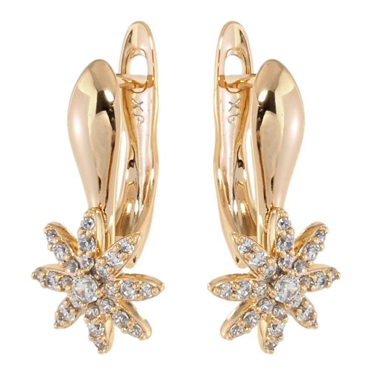 Серьги Xuping Позолота 18K английский замок Цветочки с цирконием фото №19