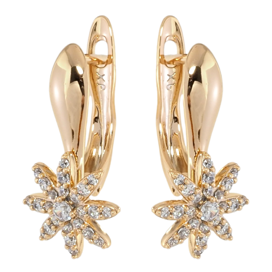 Сережки Xuping Позолота 18K англійський замок Квіточки з цирконієм фото №1