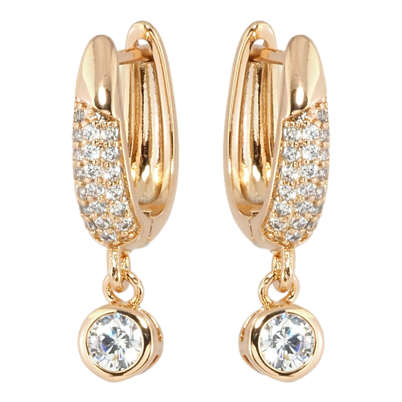 Серьги Xuping Позолота 18K английский замок Подвески с инкрустацией цирконием фото №1