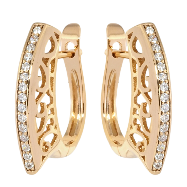 Серьги Xuping Позолота 18K английский замок Дорожка циркония с резным боковым узором фото №23