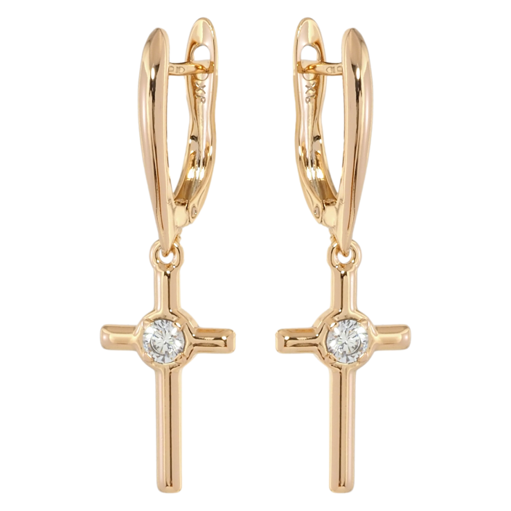 Серьги Xuping Позолота 18K английский замок Крестики с цирконием фото №19