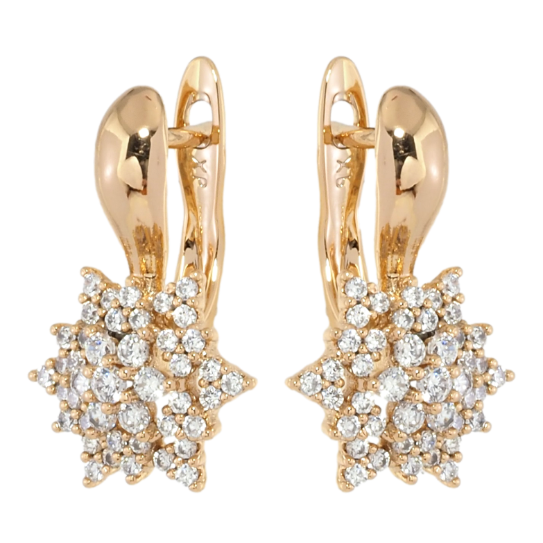 Серьги Xuping Позолота 18K английский замок Звезды с цирконием фото №3