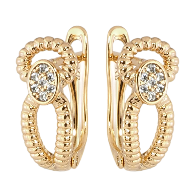 Сережки Xuping Позолота 18K англійський замок Візерунок петельки з цирконієм фото №1