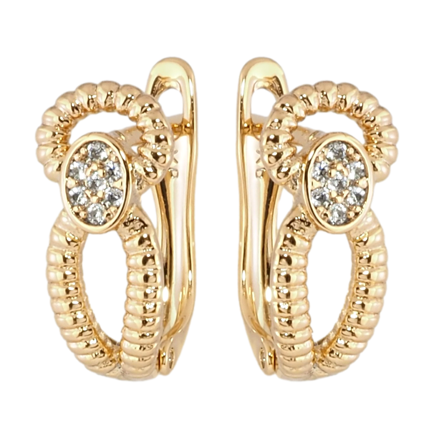 Серьги Xuping Позолота 18K английский замок Узор петельки с цирконием фото №1