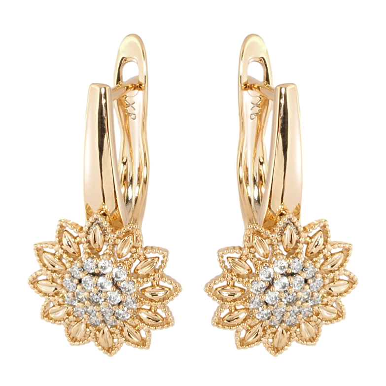 Сережки Xuping Позолота 18K англійський замок Квіточки з цирконієм фото №1 Сережки Xuping Позолота 18K англійський замок Квіточки з цирконієм фото №1