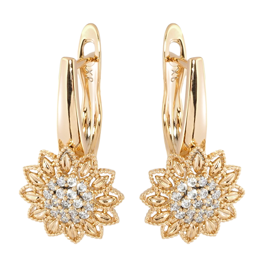 Серьги Xuping Позолота 18K английский замок Цветочки с цирконием фото №1