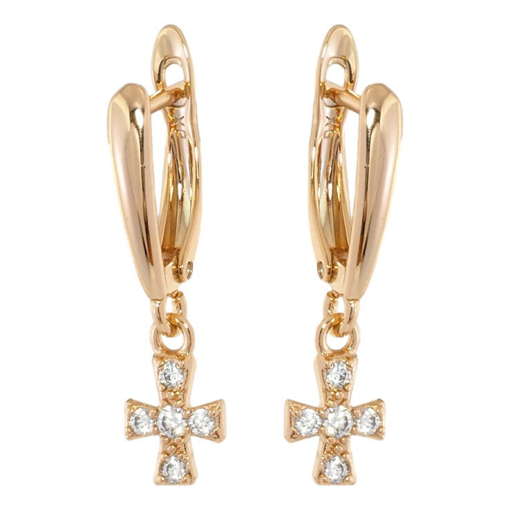 Серьги Xuping Позолота 18K английский замок Крестики с цирконием фото №18