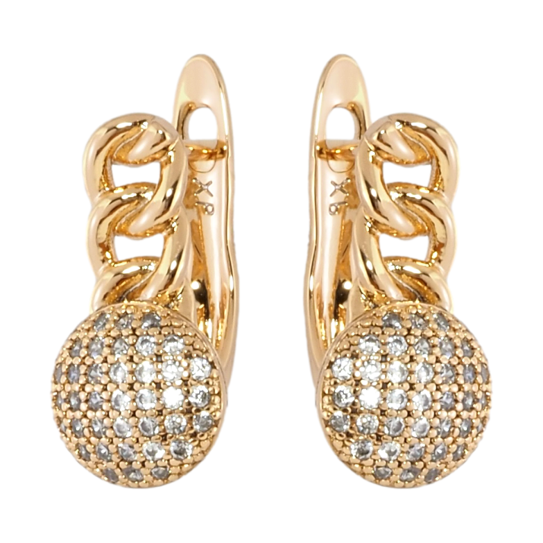 Сережки Xuping Позолота 18K англійський замок Візерунок з інкрустацією цирконієм фото №1 Сережки Xuping Позолота 18K англійський замок Візерунок з інкрустацією цирконієм фото №1