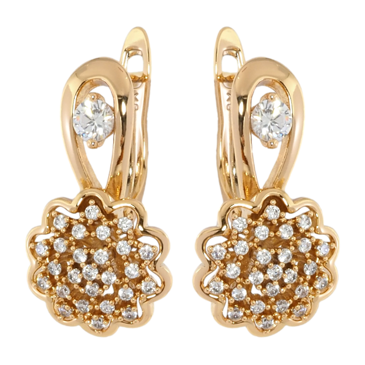 Серьги Xuping Позолота 18K английский замок Цветочки с цирконием фото №15