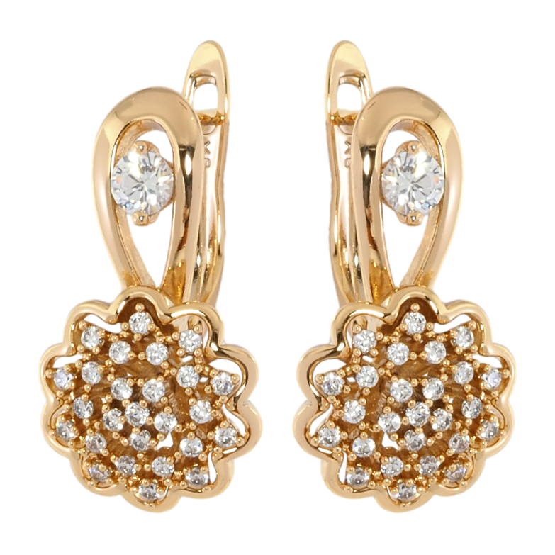 Серьги Xuping Позолота 18K английский замок Цветочки с цирконием фото №1 Серьги Xuping Позолота 18K английский замок Цветочки с цирконием фото №1