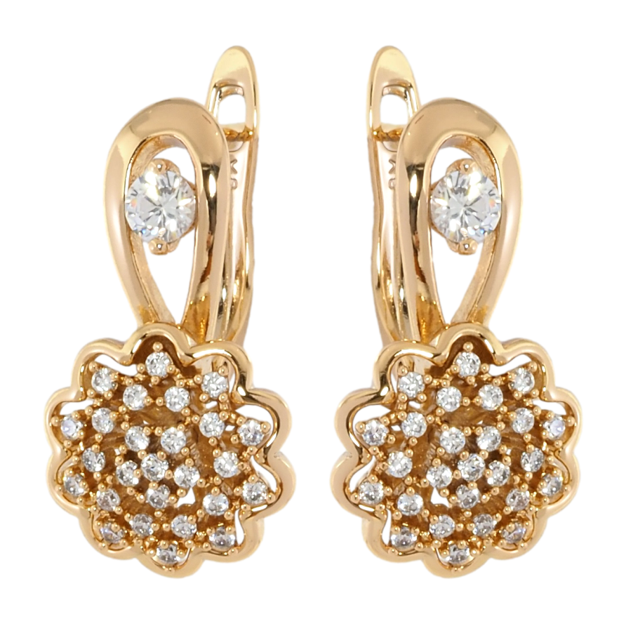 Серьги Xuping Позолота 18K английский замок Цветочки с цирконием фото №1