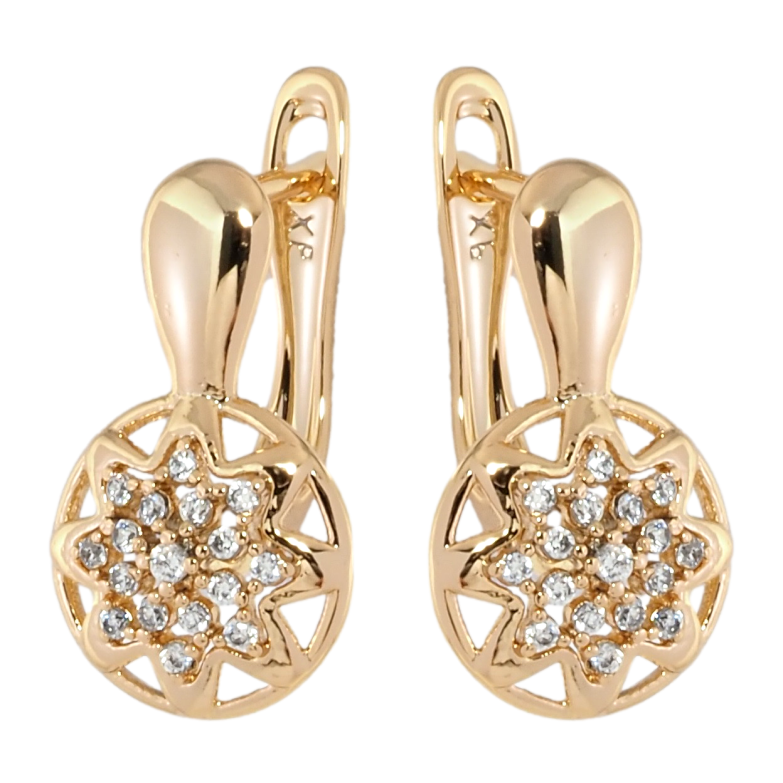 Сережки Xuping Позолота 18K англійський замок Зірки з цирконієм фото №1