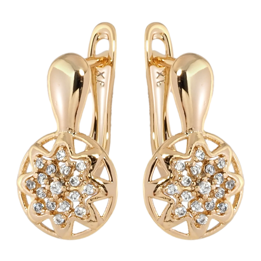 Серьги Xuping Позолота 18K английский замок Звезды с цирконием фото №1