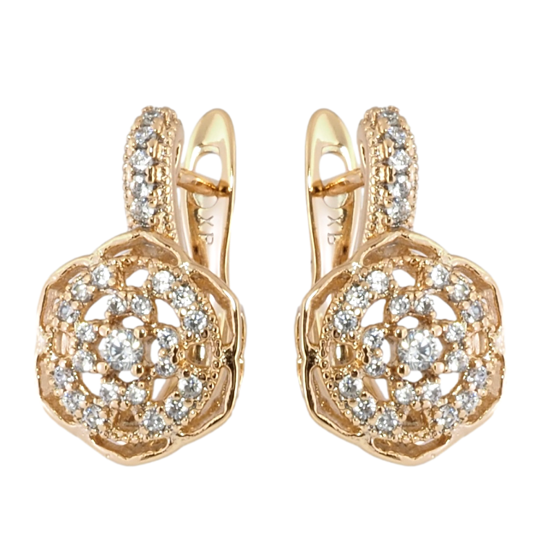 Серьги Xuping Позолота 18K английский замок Цветочки с цирконием фото №1 Серьги Xuping Позолота 18K английский замок Цветочки с цирконием фото №1
