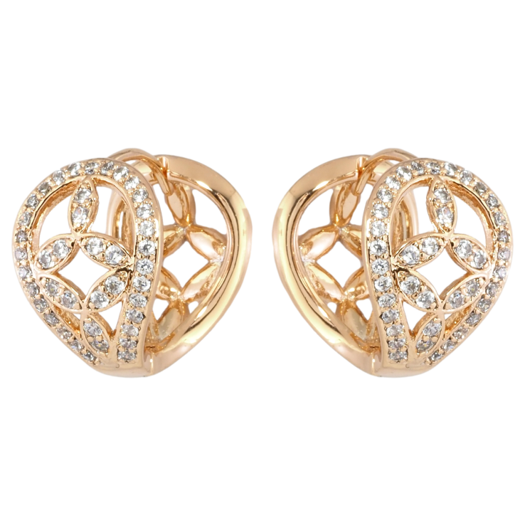 Серьги Xuping Позолота 18K колечки Цветочный узор с цирконием фото №17
