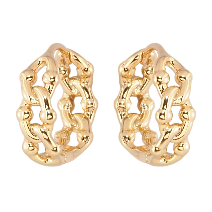 Серьги Xuping Позолота 18K колечки Узор цепочка фото №1