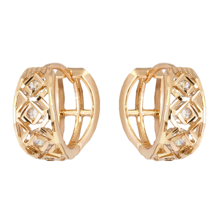 Серьги Xuping Позолота 18K колечки Ромбовый узор с цирконием фото №6 Серьги Xuping Позолота 18K колечки Ромбовый узор с цирконием фото №6