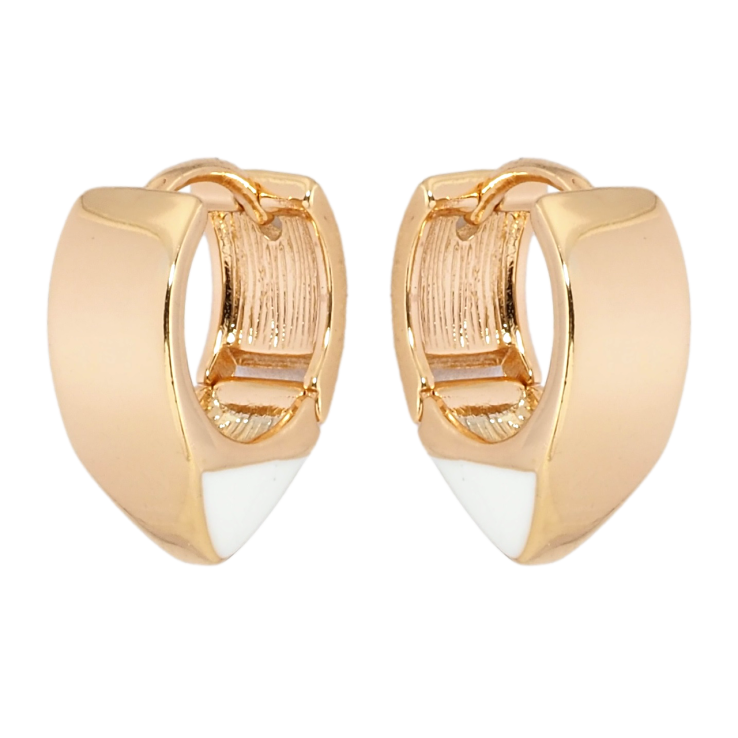 Серьги Xuping Позолота 18K колечки Узор с белой эмалью фото №13