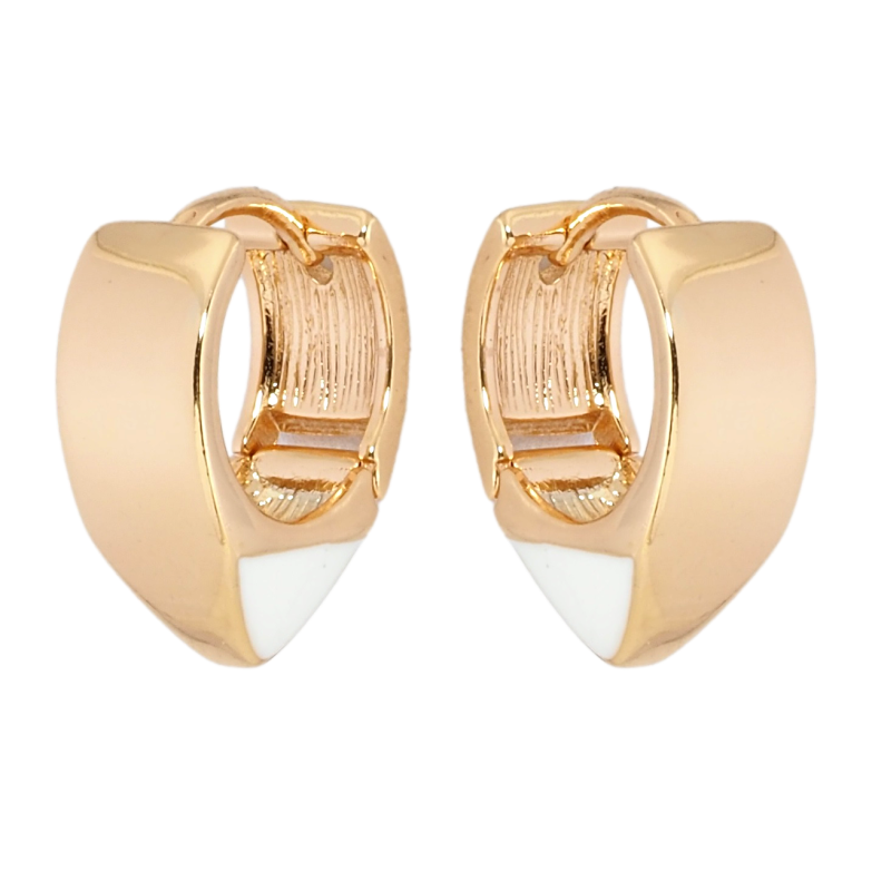 Серьги Xuping Позолота 18K колечки Узор с белой эмалью фото №1 Серьги Xuping Позолота 18K колечки Узор с белой эмалью фото №1