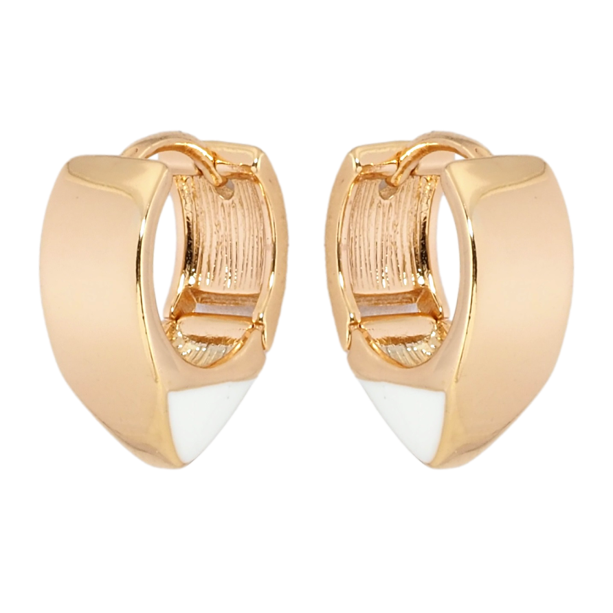 Серьги Xuping Позолота 18K колечки Узор с белой эмалью фото №1 Серьги Xuping Позолота 18K колечки Узор с белой эмалью фото №1