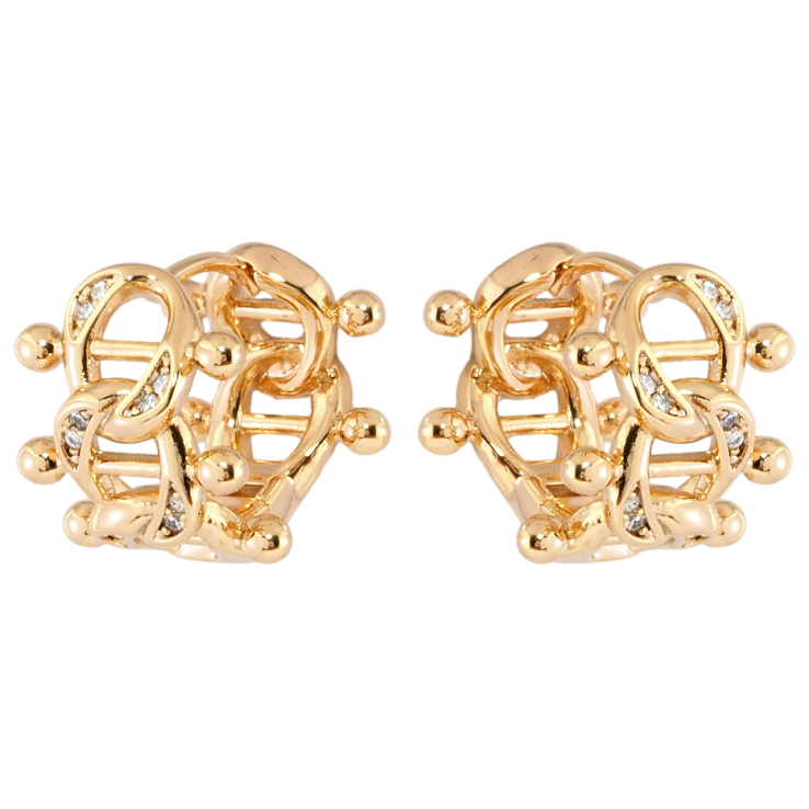 Серьги Xuping Позолота 18K колечки Узор цепочка с цирконием фото №19