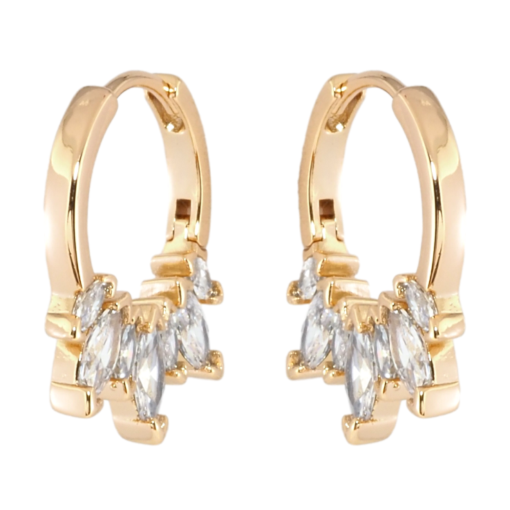 Серьги Xuping Позолота 18K колечки Боковой узор с цирконием фото №19