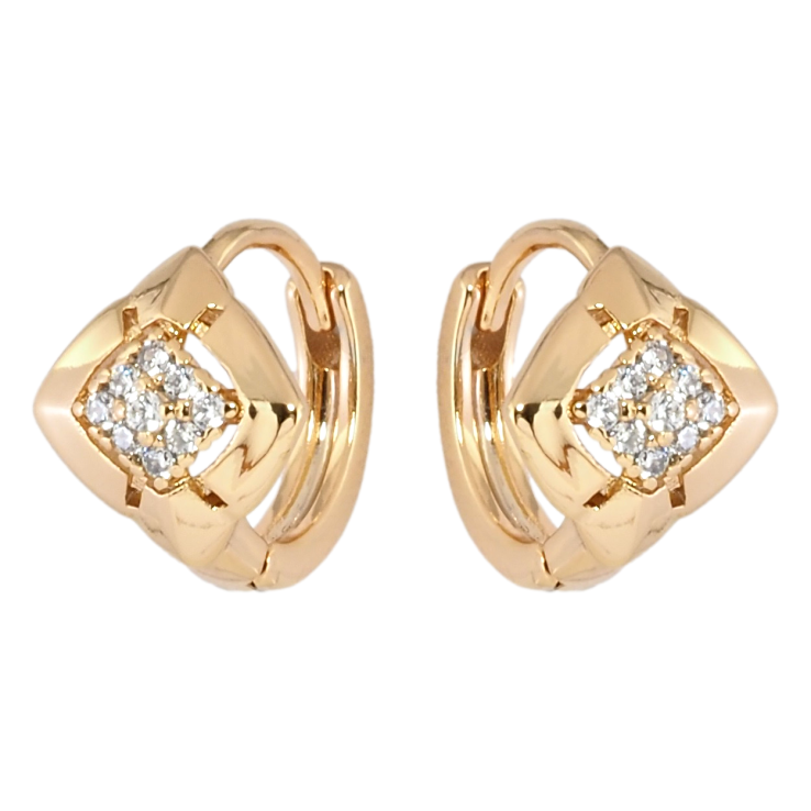 Серьги Xuping Позолота 18K колечки Ромбы с цирконием фото №15
