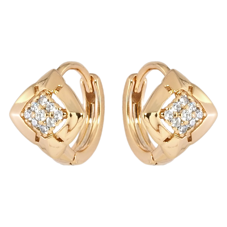 Серьги Xuping Позолота 18K колечки Ромбы с цирконием фото №1 Серьги Xuping Позолота 18K колечки Ромбы с цирконием фото №1