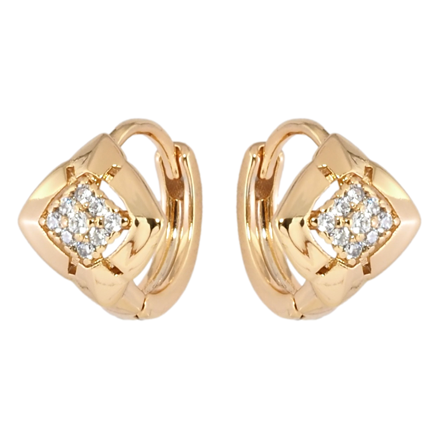 Серьги Xuping Позолота 18K колечки Ромбы с цирконием фото №1 Серьги Xuping Позолота 18K колечки Ромбы с цирконием фото №1