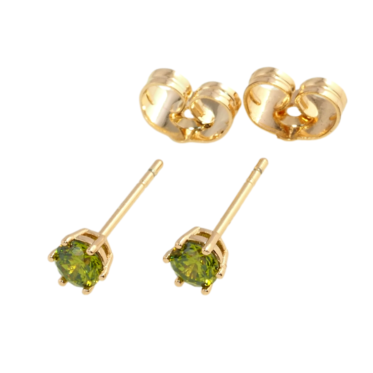 Сережки Xuping Позолота 18K пусети Зелені фіаніти в 6-ти крапановій оправі ø 3мм фото №17