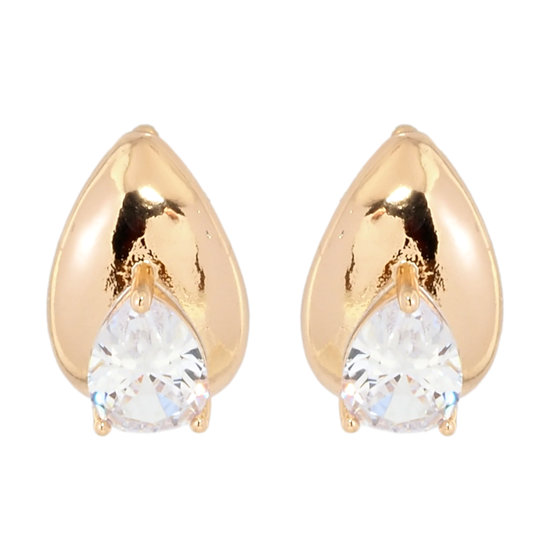 Серьги Xuping Позолота 18K пусеты Капельки с кристаллами фото №1 Серьги Xuping Позолота 18K пусеты Капельки с кристаллами фото №1