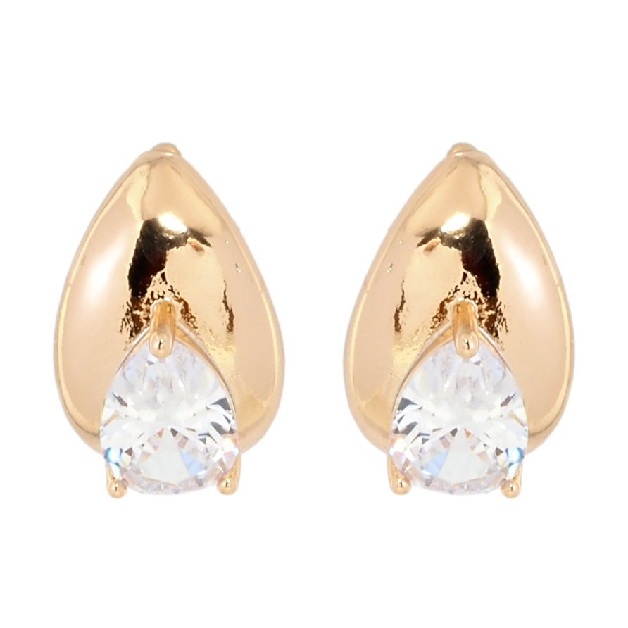 Серьги Xuping Позолота 18K пусеты Капельки с кристаллами фото №1 Серьги Xuping Позолота 18K пусеты Капельки с кристаллами фото №1