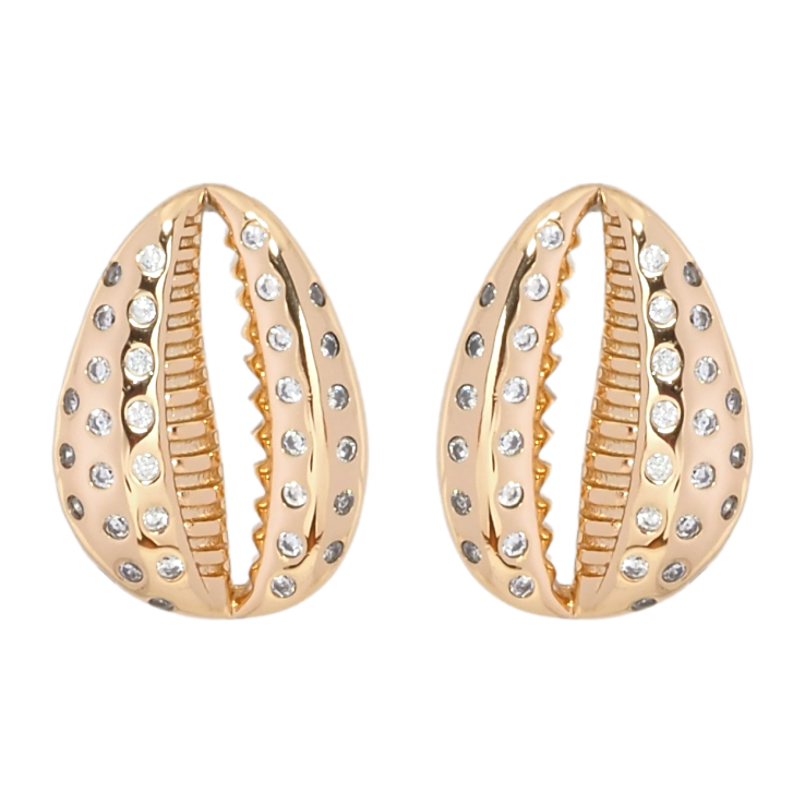 Сережки Xuping Позолота 18K пусети Мушлі Каурі з цирконієм фото №8 Сережки Xuping Позолота 18K пусети Мушлі Каурі з цирконієм фото №8