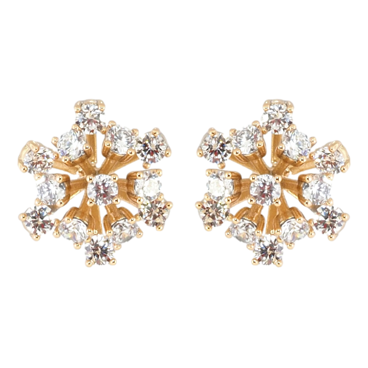 Сережки Xuping Позолота 18K пусети Квіточки з цирконієм фото №2 Сережки Xuping Позолота 18K пусети Квіточки з цирконієм фото №2