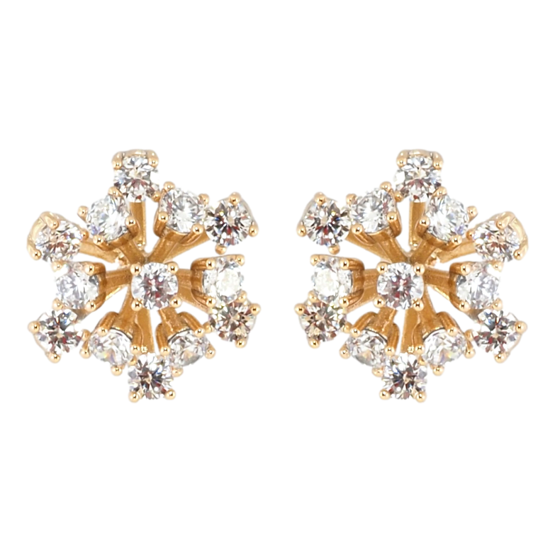 Серьги Xuping Позолота 18K пусеты Цветочки с цирконием фото №1