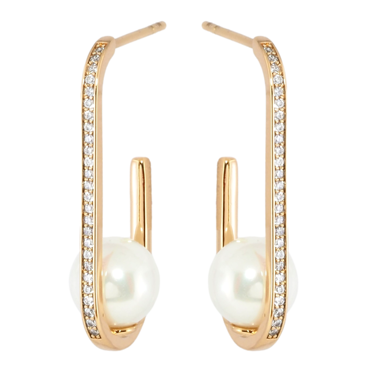 Серьги Xuping Позолота 18K пусеты Дуги с жемчугом фото №23