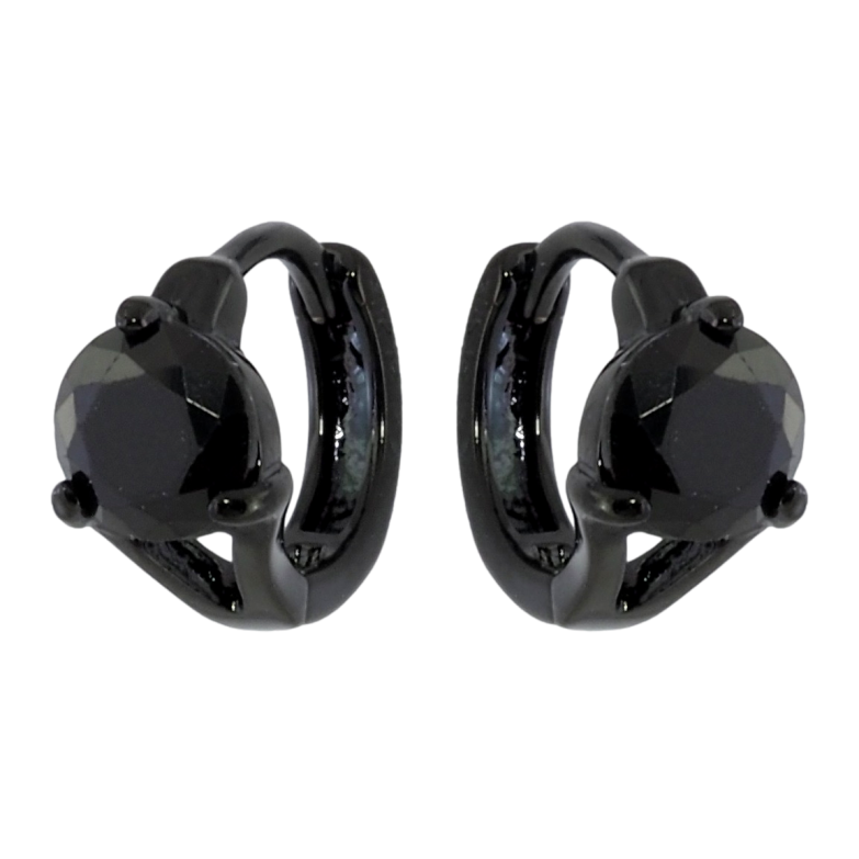 Серьги Xuping Позолота Black (черное золото) колечки Черный фианит фото №1