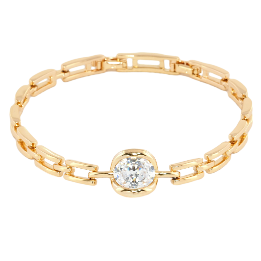 Браслет Xuping Позолота 18K Браслетный узор с вставкой фианит длина с доп. замком 17.5,19.5см х 5мм фото №1 Браслет Xuping Позолота 18K Браслетный узор с вставкой фианит длина с доп. замком 17.5,19.5см х 5мм фото №1