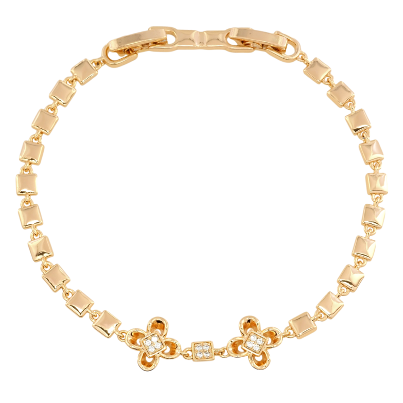 Браслет Xuping Позолота 18K Цветочки длина с доп. замком 16.5,18.5см х 3мм фото №1 Браслет Xuping Позолота 18K Цветочки длина с доп. замком 16.5,18.5см х 3мм фото №1